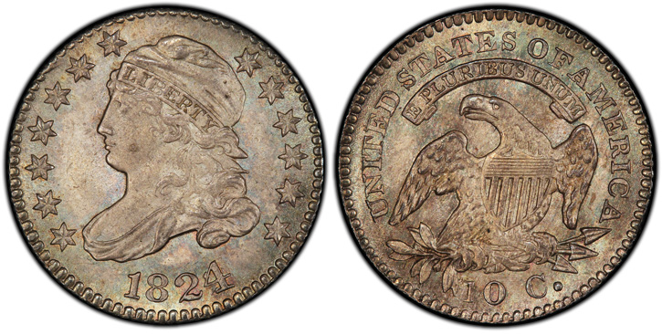 1824/2 Capped Bust Dime. JR-1. MS-66 (PCGS).